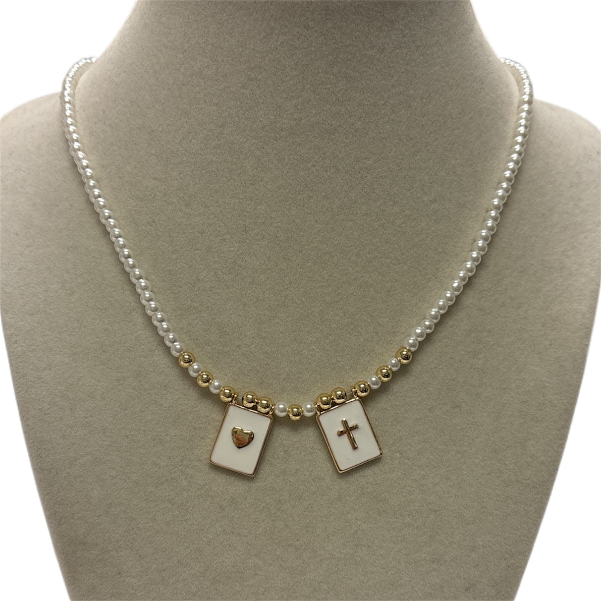 Mini Pearls Scapular Necklace