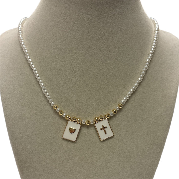 Mini Pearls Scapular Necklace