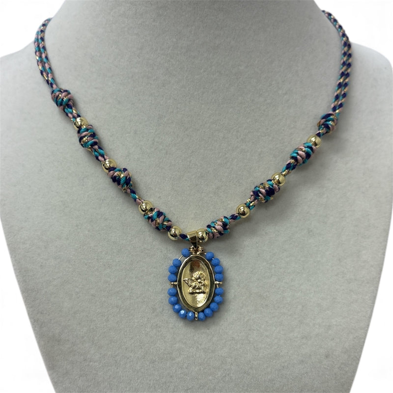 Thin Strip W/St. Angel Medal Necklace