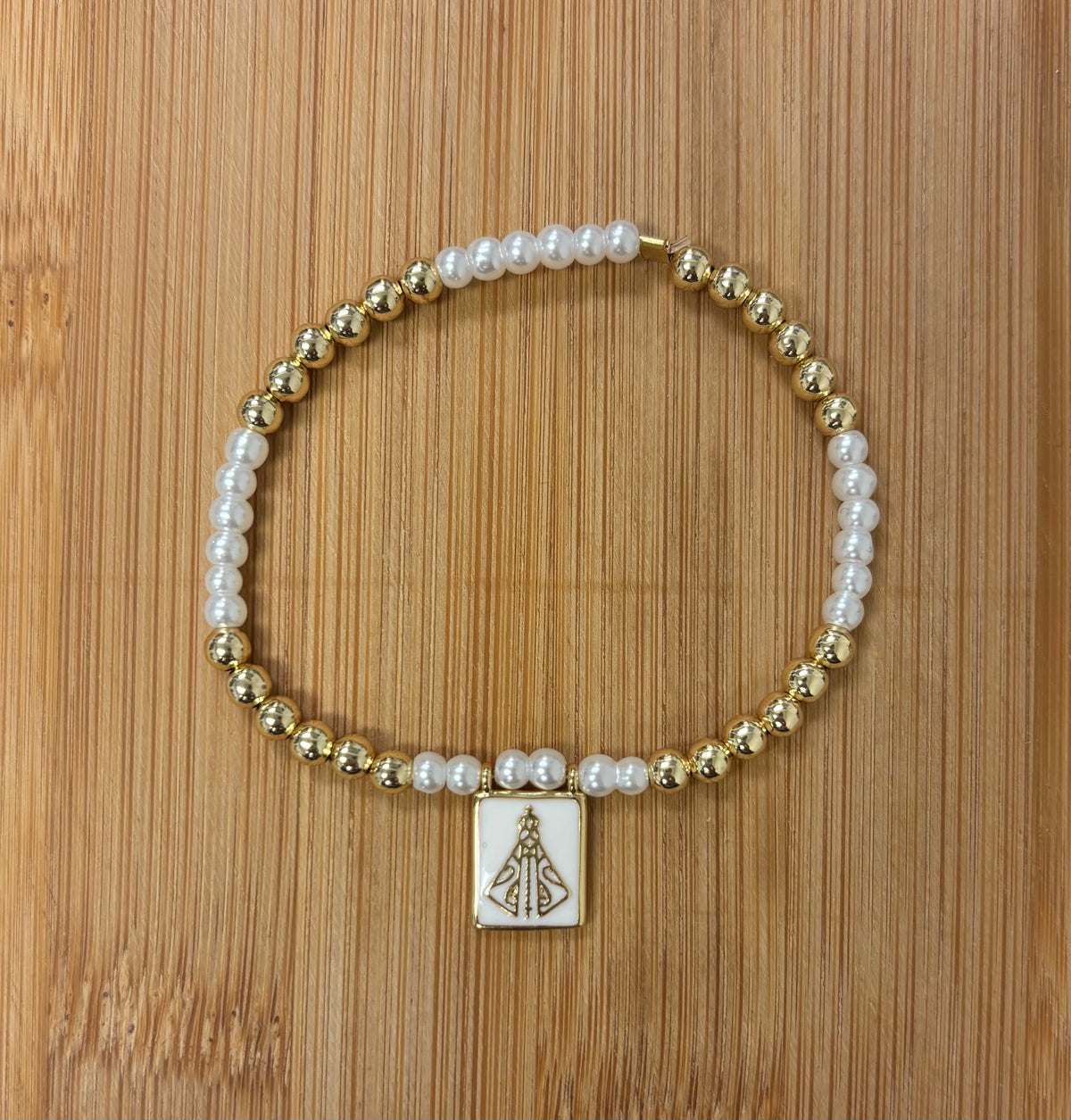 Mini Beads Elastic W/Virgin Charm Bracelet