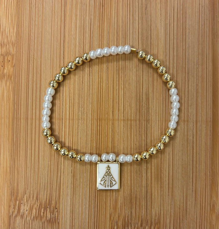 Mini Beads Elastic W/Virgin Charm Bracelet