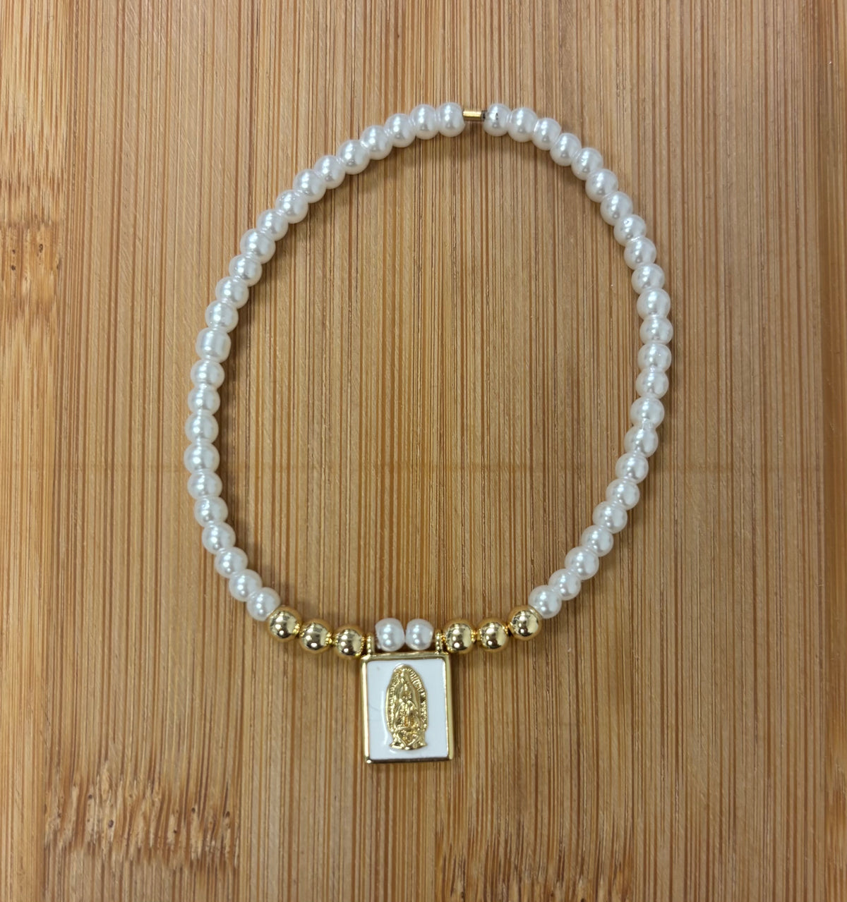 Mini Beads Elastic W/Virgin Charm Bracelet