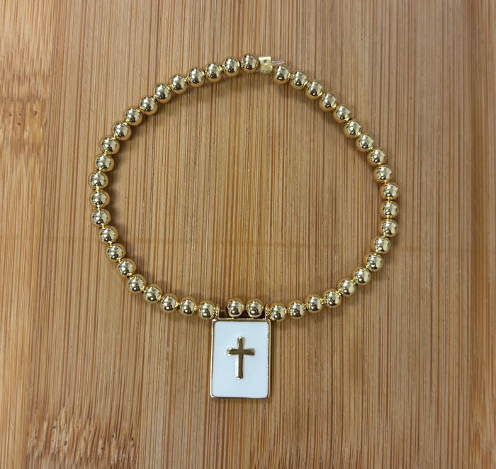 Mini Beads Elastic W/Charm Bracelet