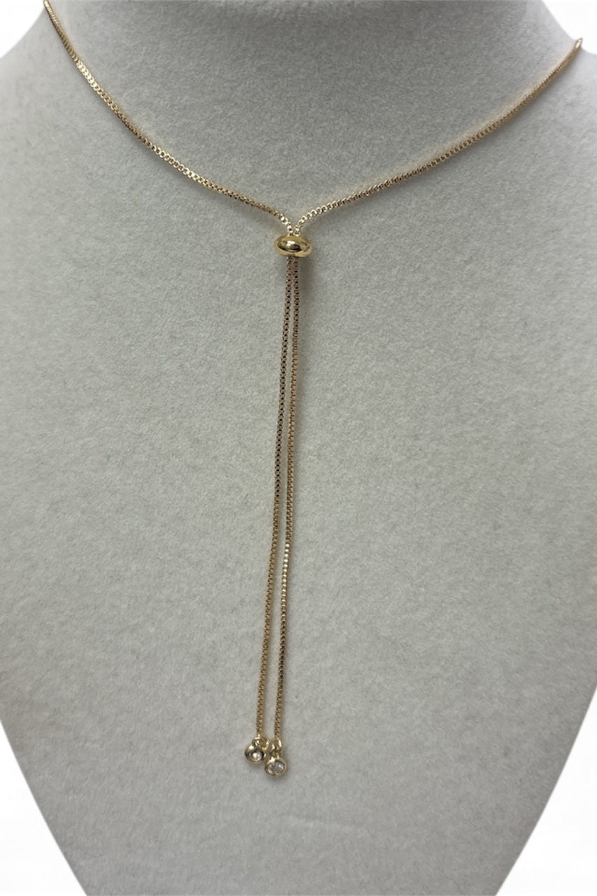 Adjustable Thin Gold W/Moon & Star Charm Necklace