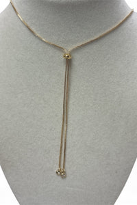 Adjustable Thin Gold W/Moon & Star Charm Necklace