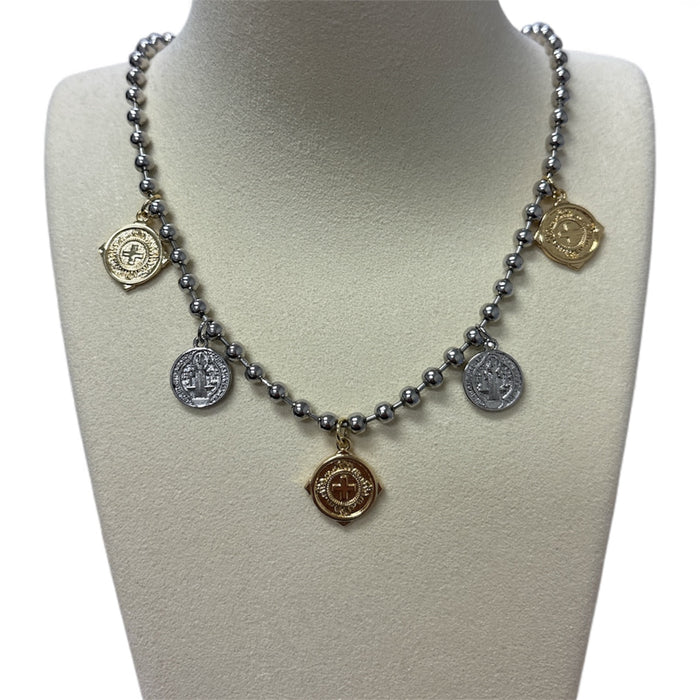 Silver Balines Chain W/5 Charms Necklace