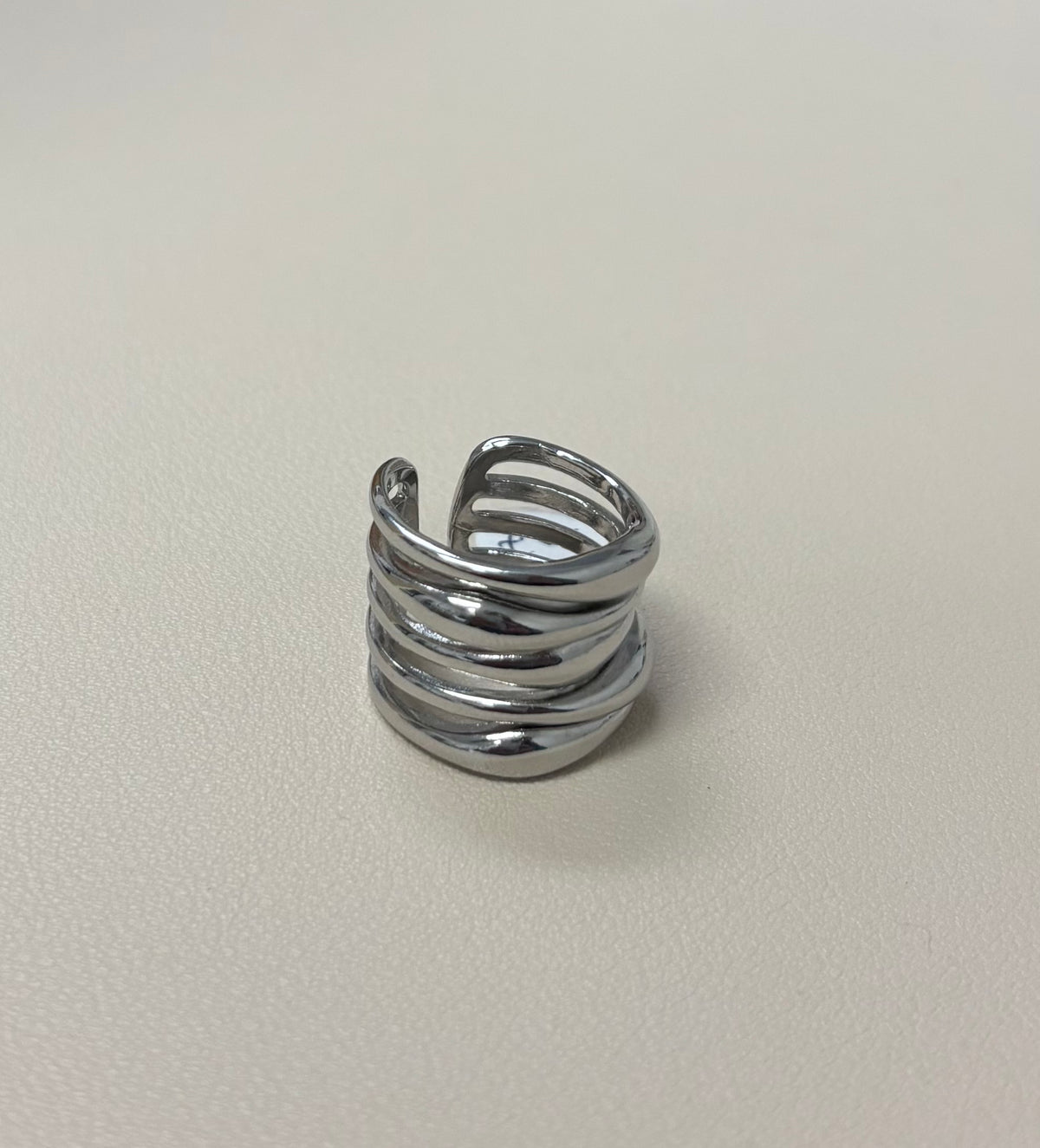 Silver Adjustable Thick Ring