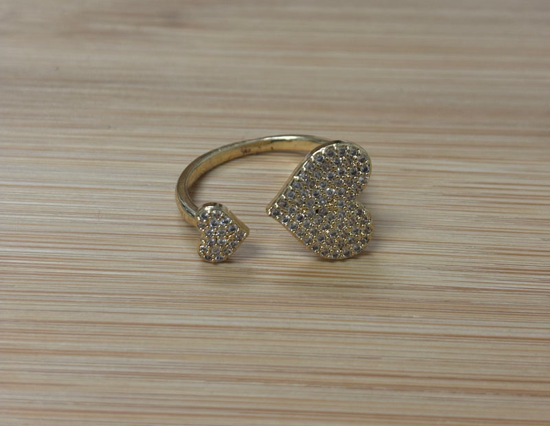 Two Gold Brilliant Hearts Open Ring