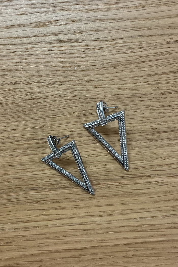 Silver Elegant Triangle W/Brillliants Earrings