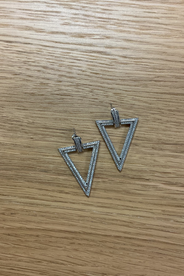 Silver Elegant Triangle W/Brillliants Earrings