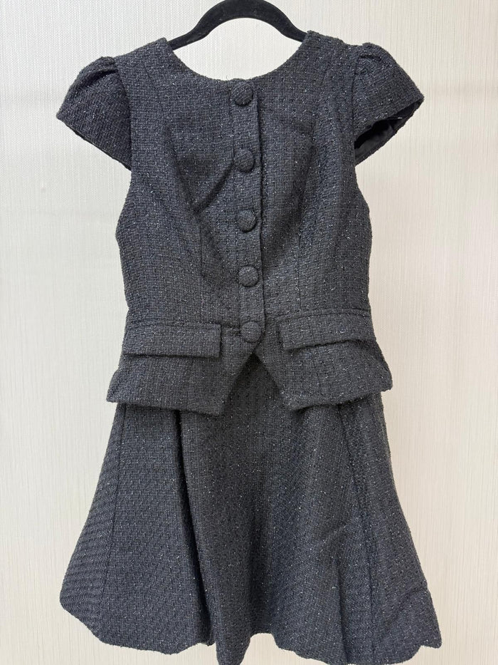 Black Tweed Bubble Mini Dress
