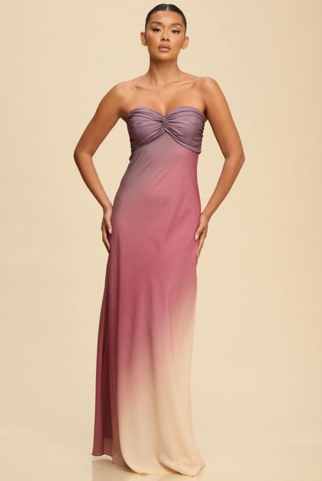 Ombre Shoulder Off Maxi Dress