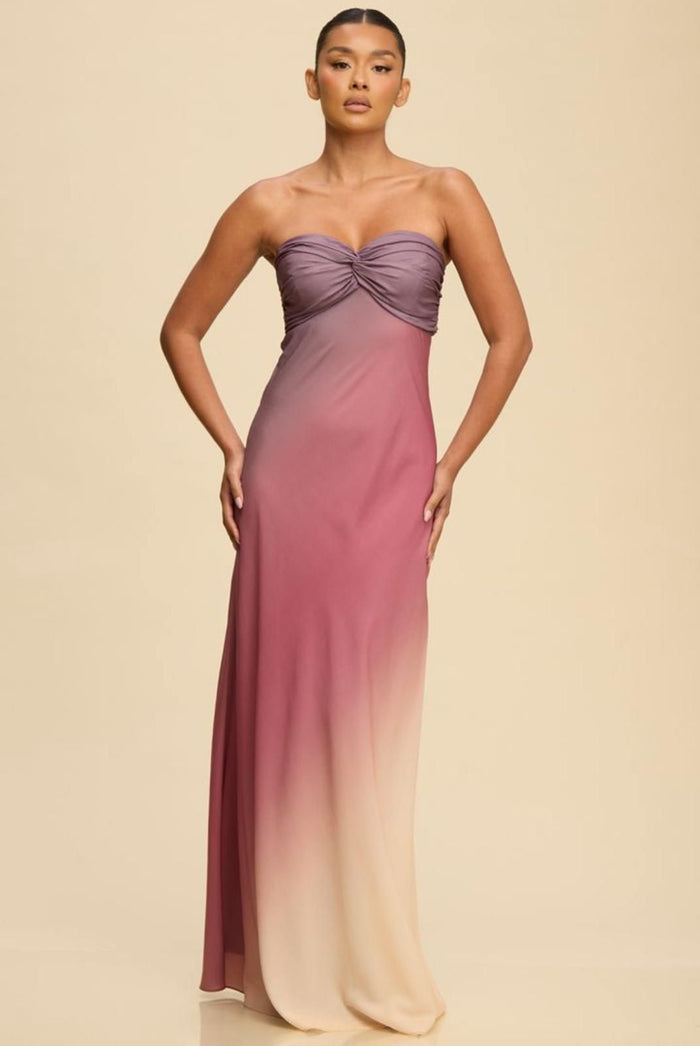 Ombre Shoulder Off Maxi Dress