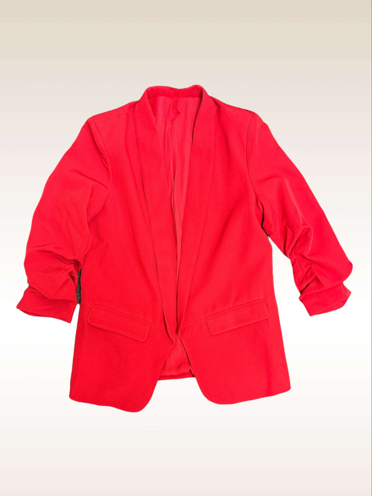 Solid Ruched SLV Blazer