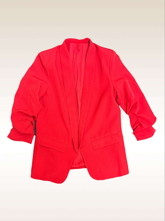 Solid Ruched SLV Blazer
