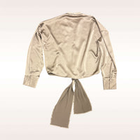 Long Sleeve Button Down Tie Front