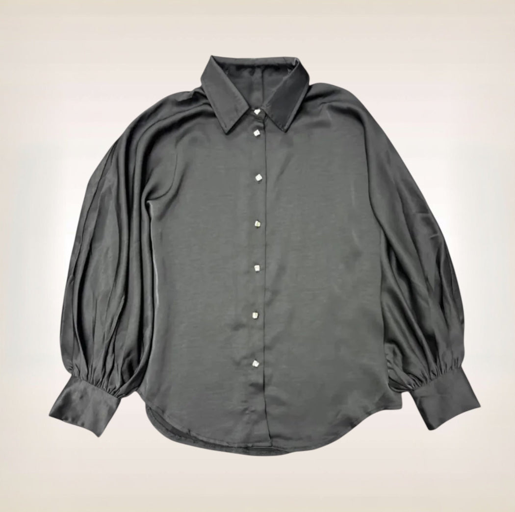 Solid Btn Down Oversized Top
