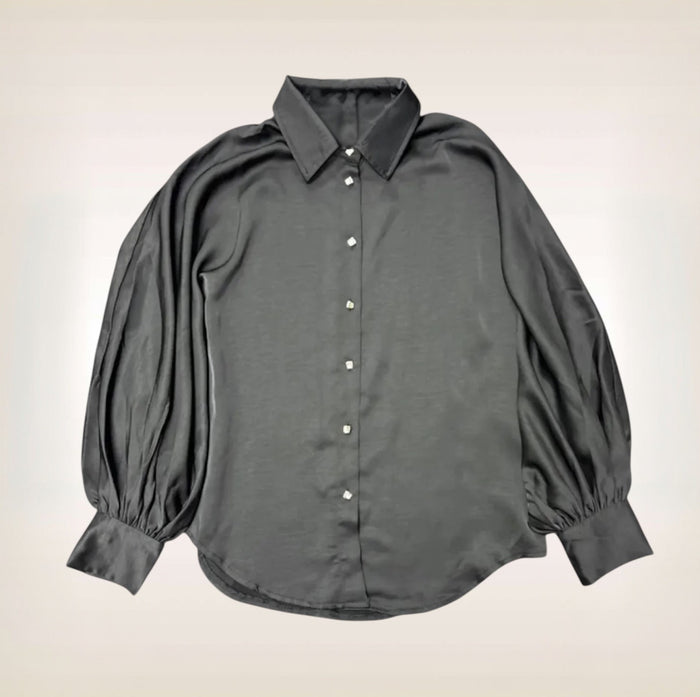 Solid Btn Down Oversized Top