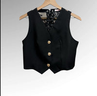 Contrast Lace Solid Vest