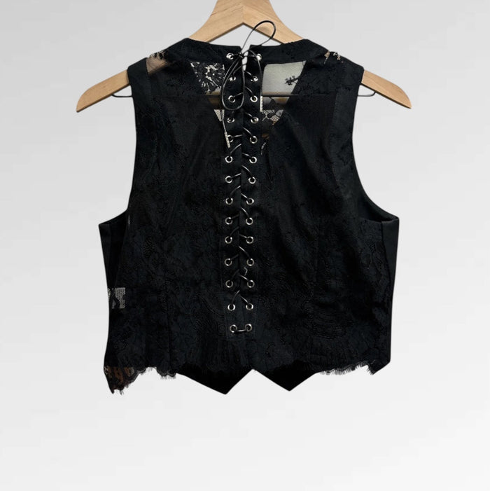 Contrast Lace Solid Vest