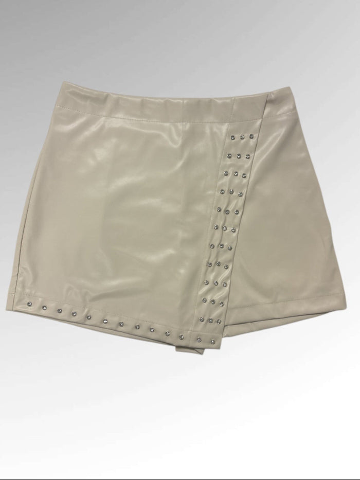 Faux Leather Studded Skort