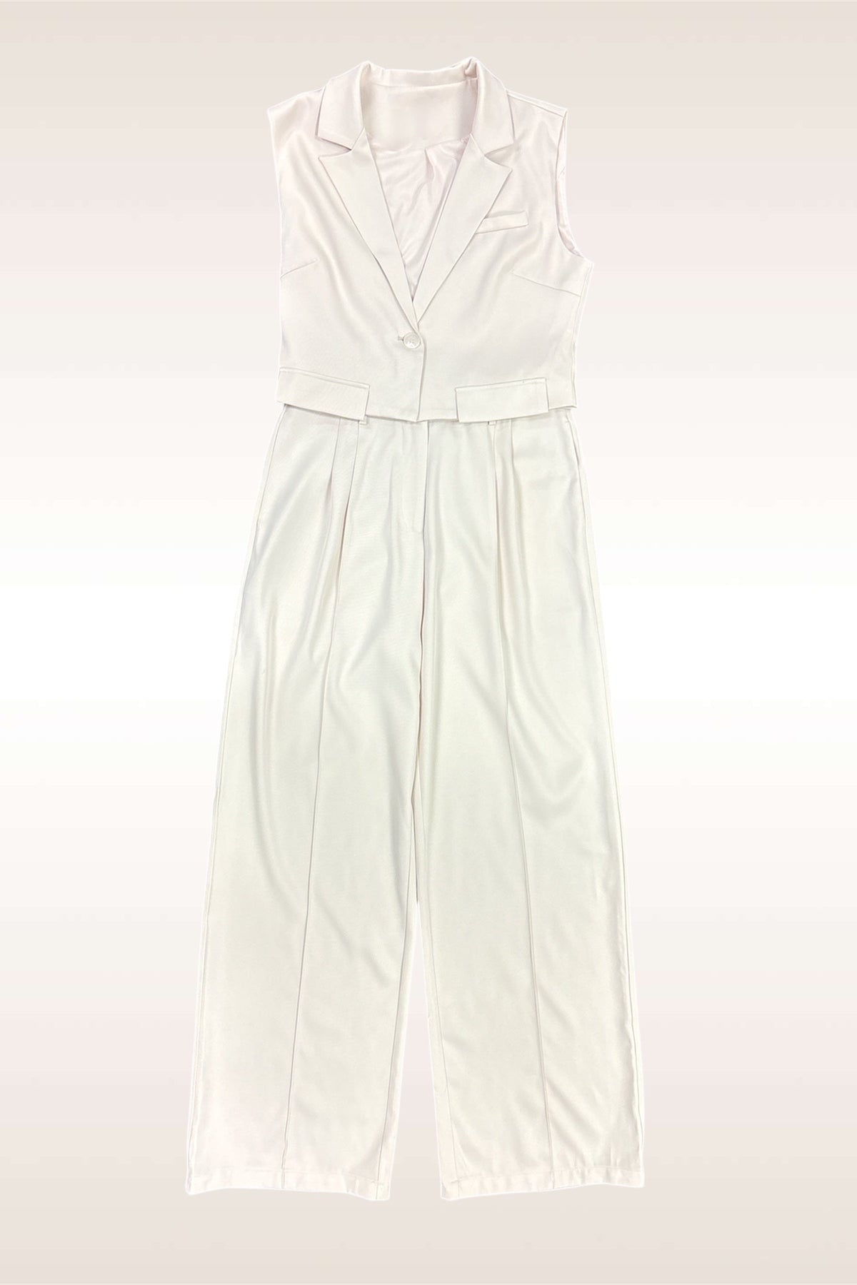 Off White Solid Crop Vest