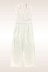 Off White Solid Crop Vest