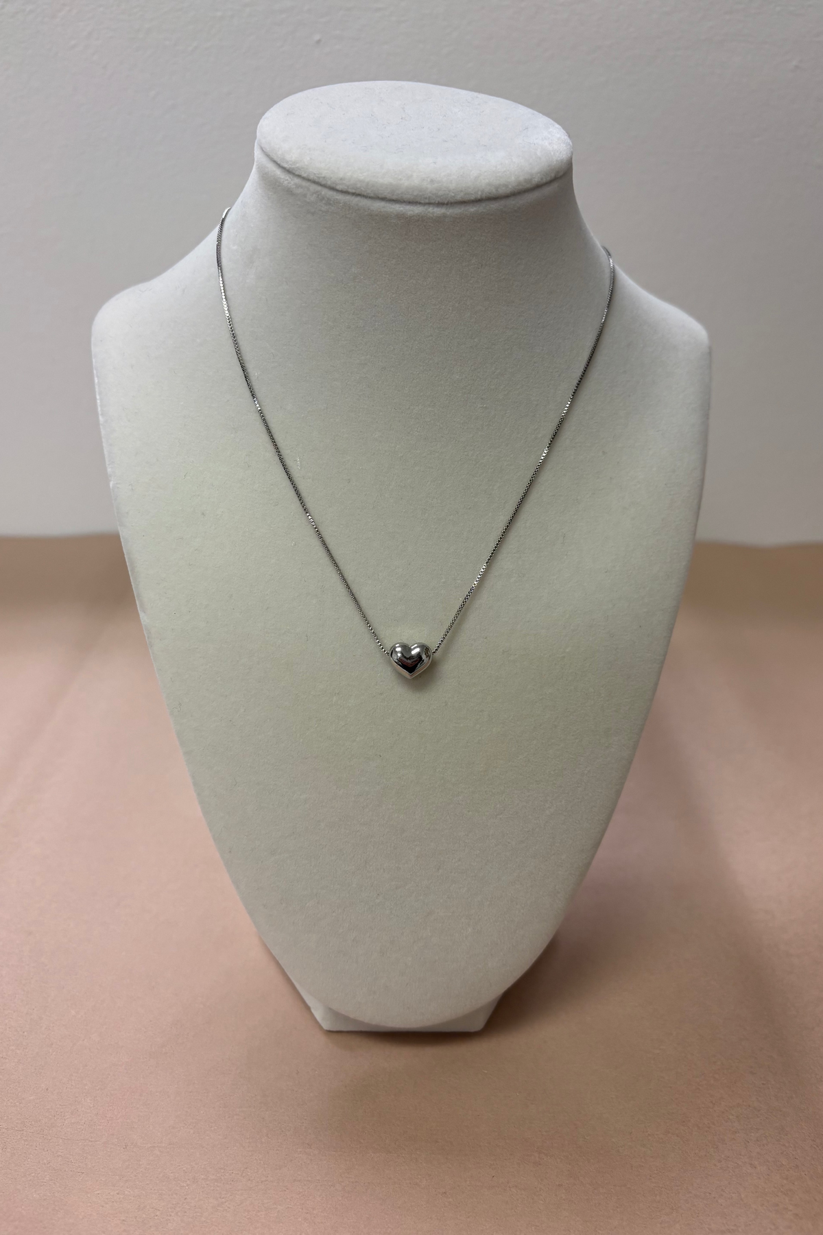 Silver Adjustable Chain W/Silver Heart Necklace