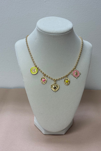 Gold Chain W/5 Charms Necklace