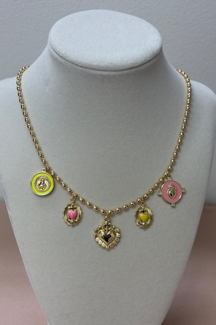 Gold Chain W/5 Charms Necklace