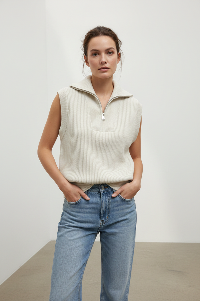 Front Zip Slvless Vest