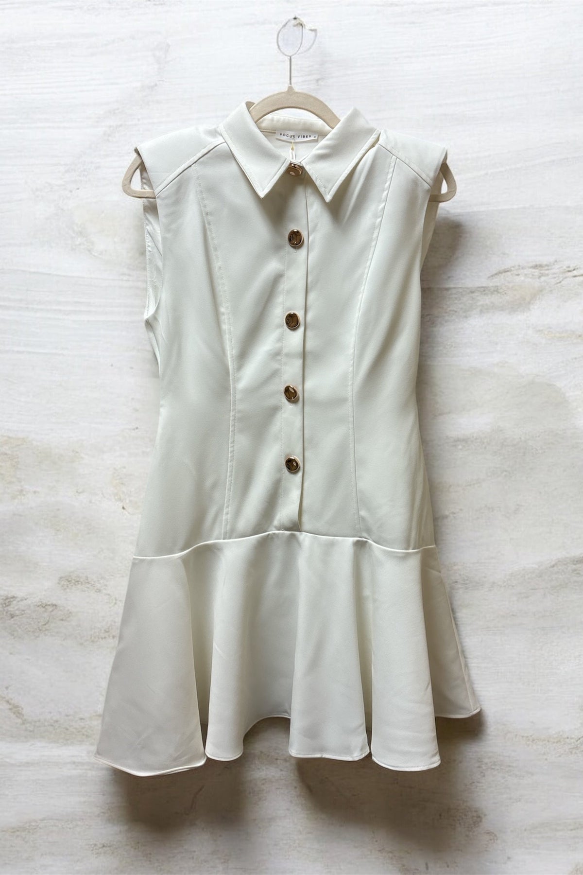 SleeveLess Button Down Peplum Mini Dress