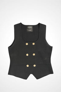 Knit Vest&Pleated Mini Skirt