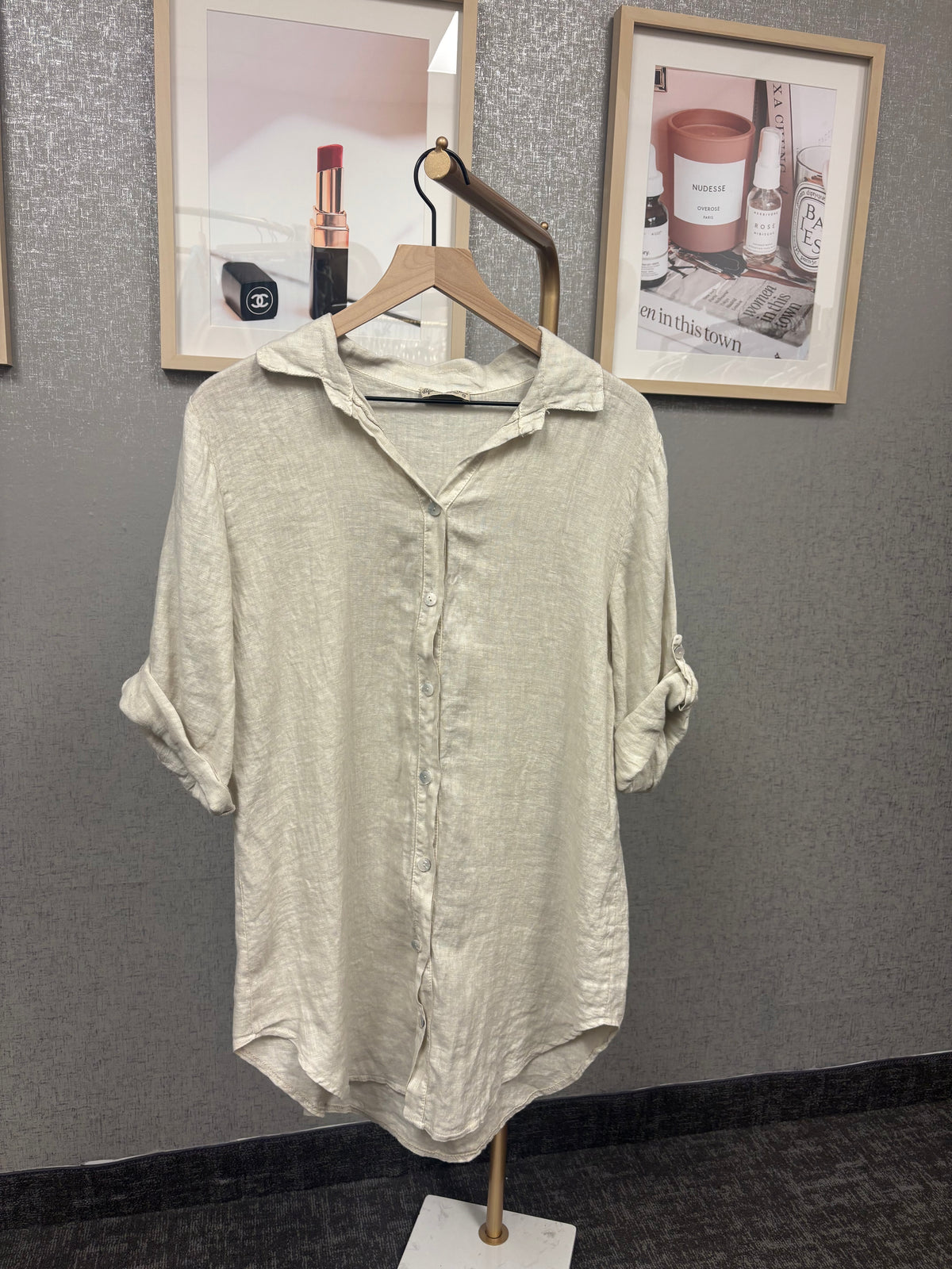 LongSleeve Button Down Linen Top