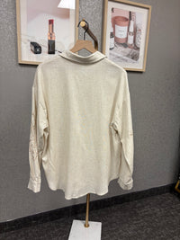 LongSleeve Linen Sequin Top