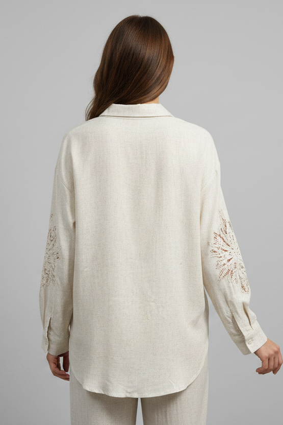 LongSleeve Linen Sequin Top