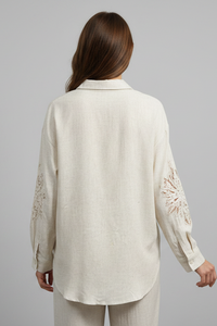 LongSleeve Linen Sequin Top
