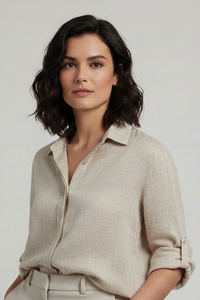 LongSleeve Button Down Linen Top