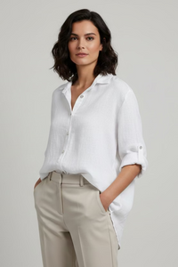 LongSleeve Button Down Linen Top