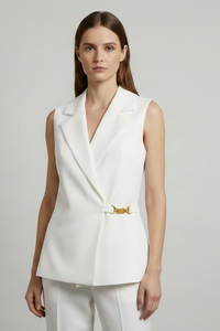 Sleeveless Tailored Blazer W/Side Chain Detail