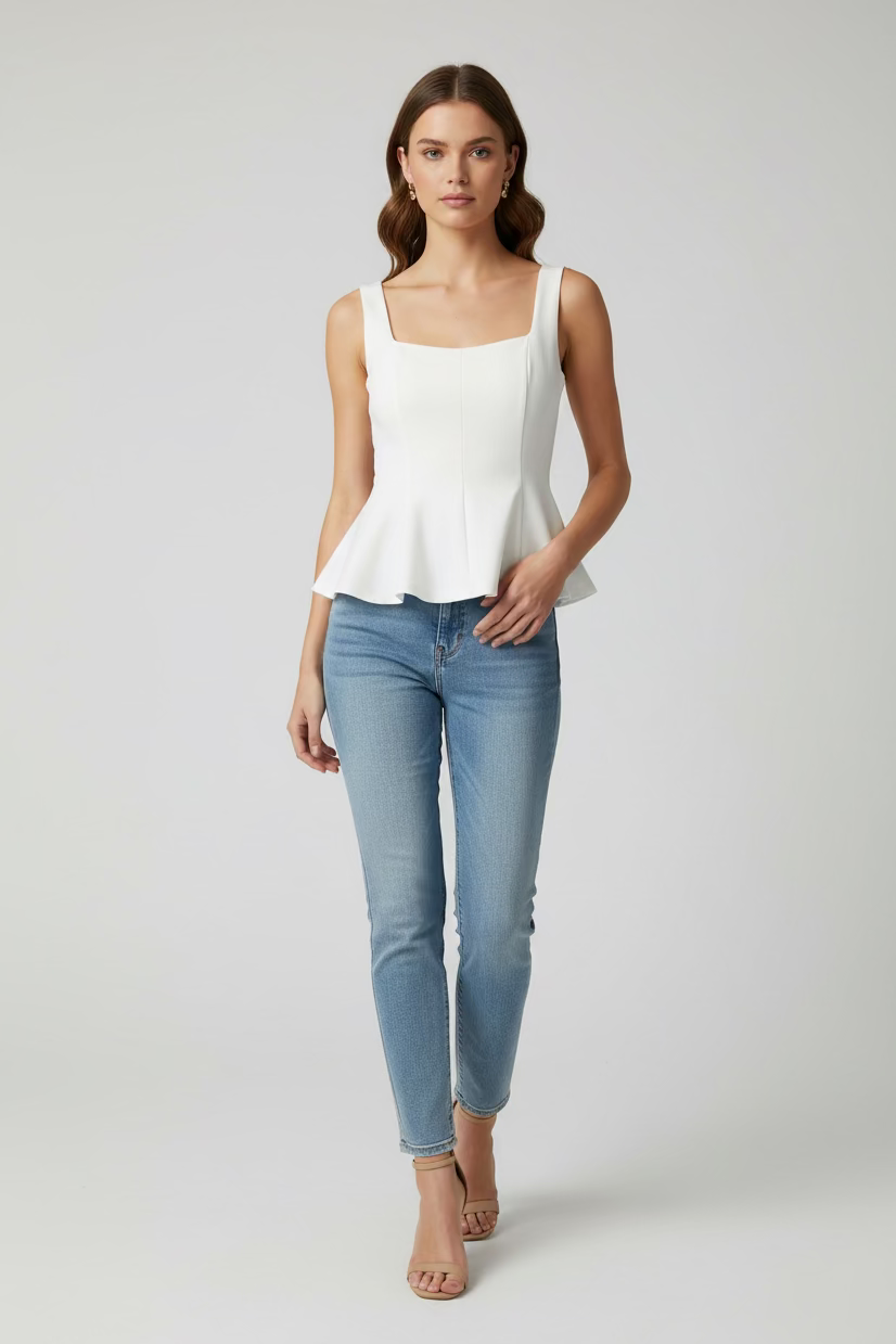 Solid Peplum Fitted Top