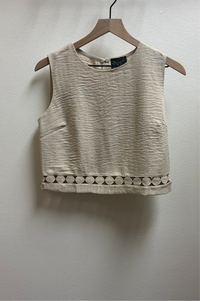 SleeveLess Eyelet Trim Top&Pants