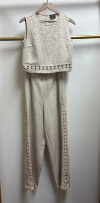 SleeveLess Eyelet Trim Top&Pants