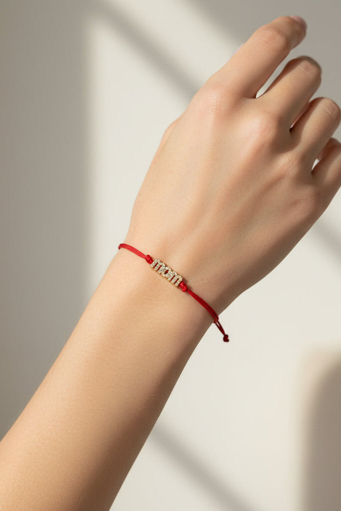 Red String Bracelet W/Mom Charm
