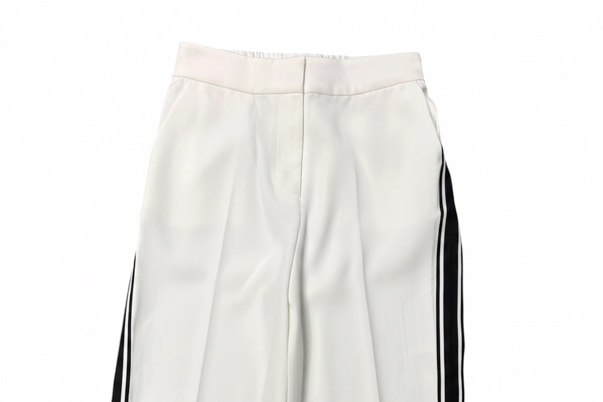 White Side Stripe Tape Pants