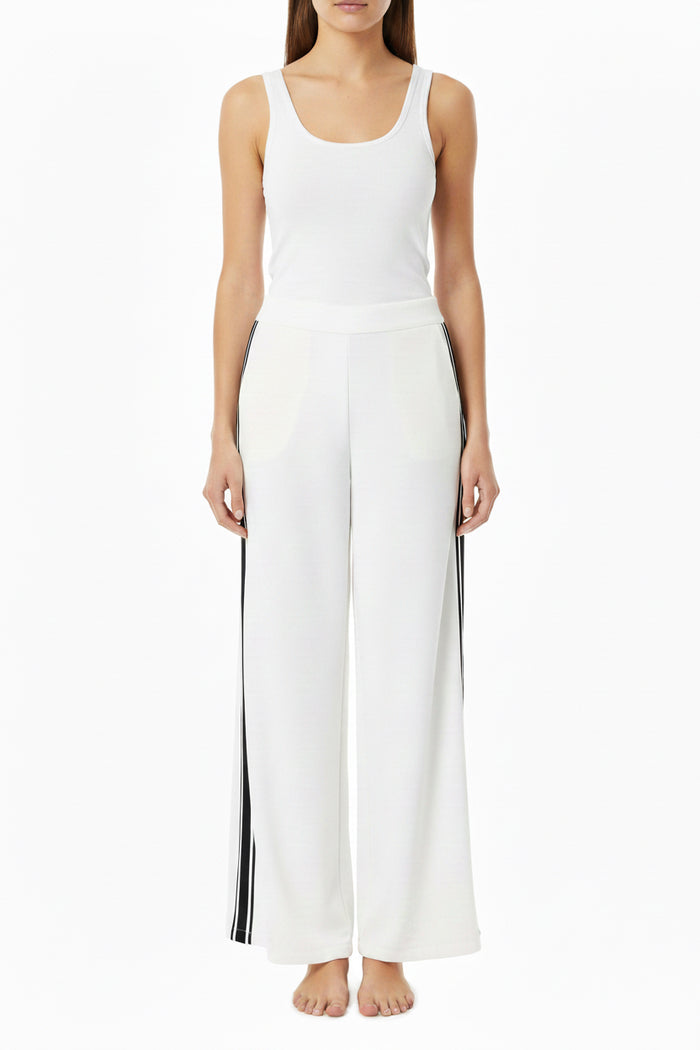White Side Stripe Tape Pants