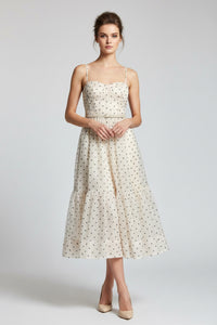 Polka Dot Print Bustier Midi Dress