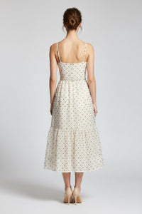 Polka Dot Print Bustier Midi Dress