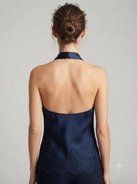 Sleeveless Satin Open Back Lace Top