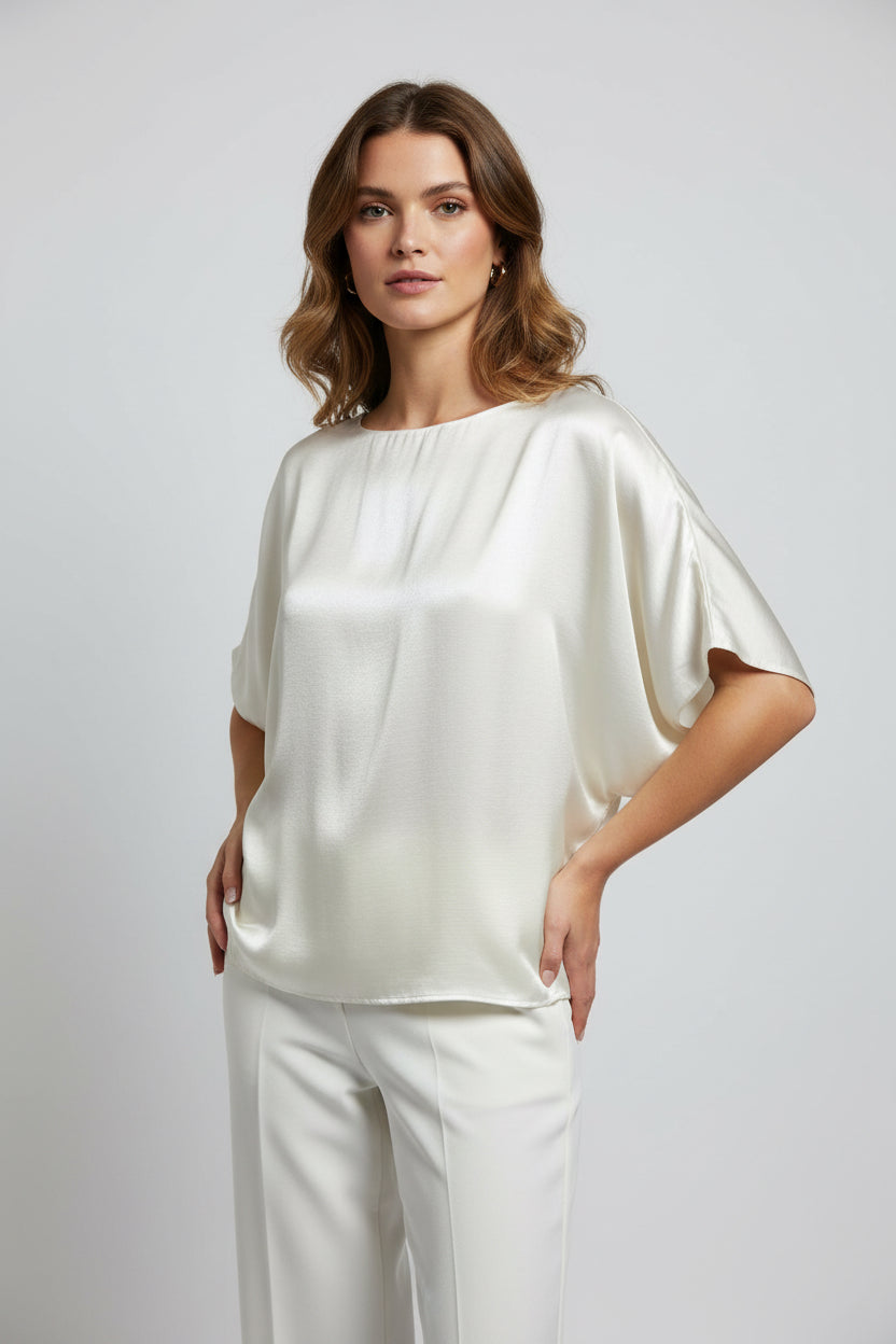 Satin Solid Flowy Top